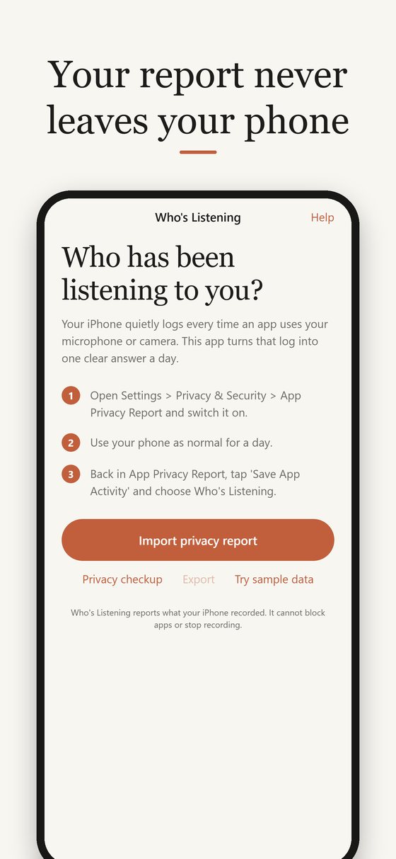 Screenshot: Your report never leaves your phone